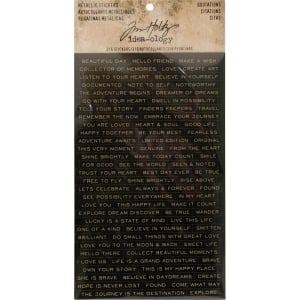 Tim Holtz Idealogy Metallic Stickers - Quotations black and white with Gold