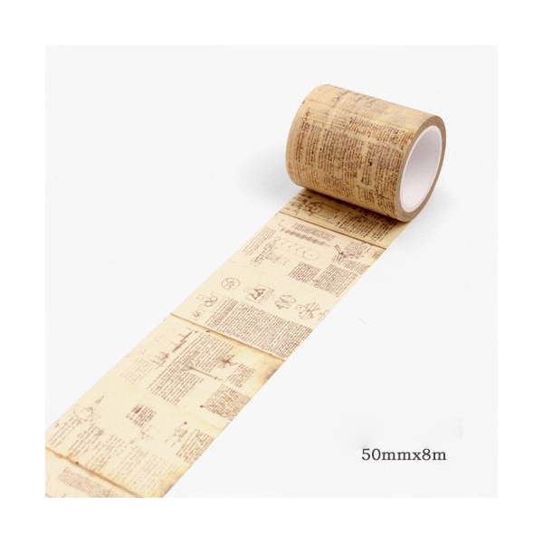 Vintage Script Letters - Japanese Washi Tape (50 mm by 8m)