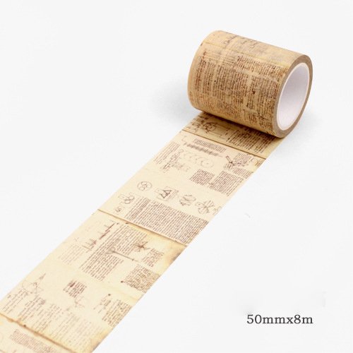 Vintage Script Letters - Japanese Washi Tape (50 mm by 8m) CAWT 206 washi Tapes VINTAGE LETTERS Vintage Script Letters - Japanese Washi Tape (50 mm by 8m)
