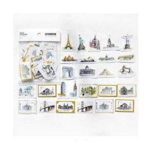 Travel places gold foiled Stickers or Ephemera (45 pcs)