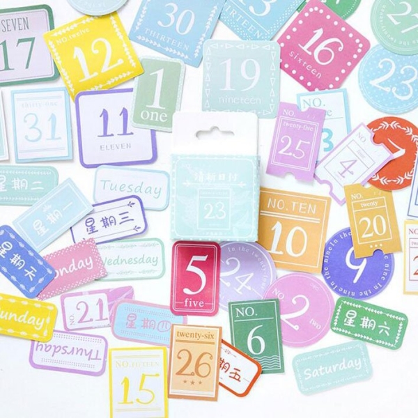 Colorful numbers Stickers or Ephemera (45 pcs)