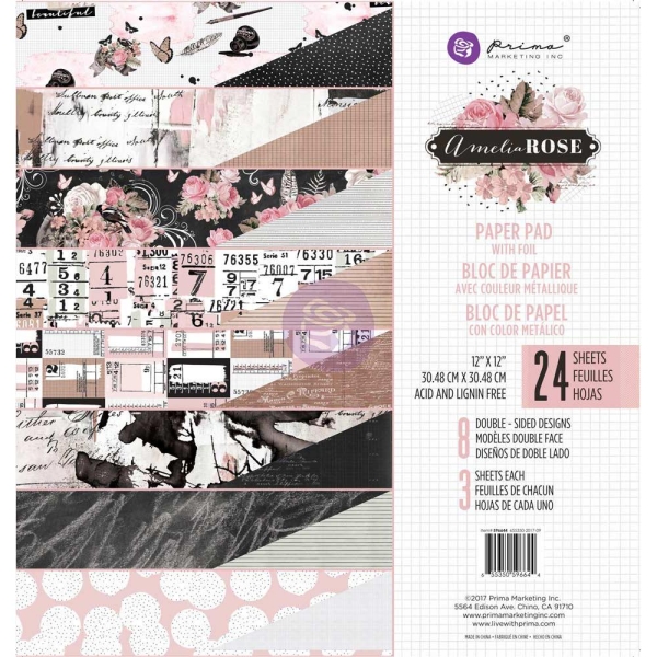 Prima - Amelia Rose - 12x12 Paperpack (24 double sided sheets)