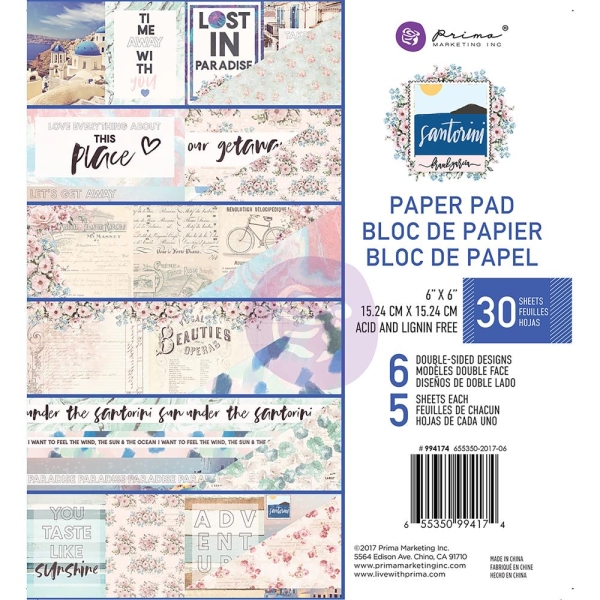 Prima - Santorini - 6x6 Paperpack (30 double sided sheets)