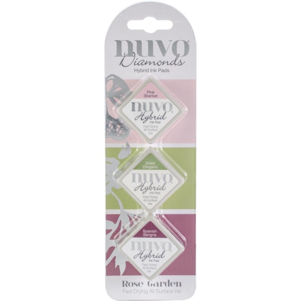 Nuvo Diamond Hybrid Ink Pads 3/Pkg - Rose Garden
