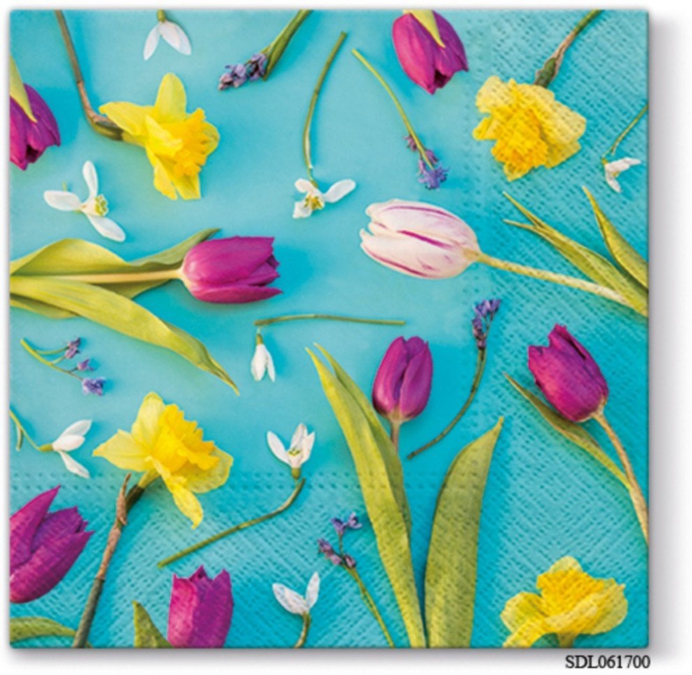 A pack of 12 by 12 inch Decoupage Napkins(5 pcs) - Spring Composition