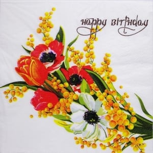 A pack of 12 by 12 inch Decoupage Napkins(5 pcs) - Floral Design (TISSUEP30)