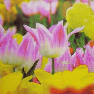 A pack of 12 by 12 inch Decoupage Napkins(5 pcs) - Yellow Floral Design
