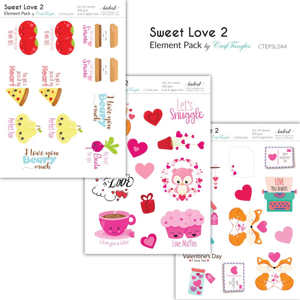CrafTangles Elements Pack - Sweet Love 2 (3 sheets of A4) 20 Sweet love 2 CrafTangles Elements Pack - Sweet Love 2 (3 sheets of A4)