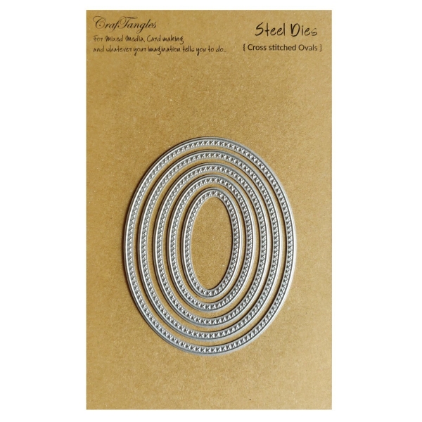 CrafTangles Steel Dies - Cross Stitched Ovals (Set of 5 dies)