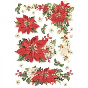 Stamperia Rice Paper A4 - Poinsettias