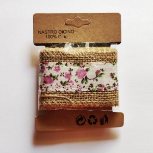 Printed Jute Ribbon - Lavender florals (J5FC0060-08)
