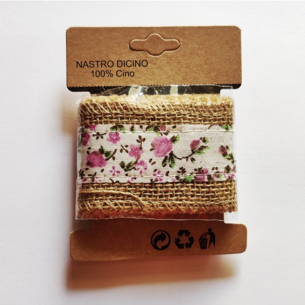 Printed Jute Ribbon - Lavender florals (J5FC0060-08)