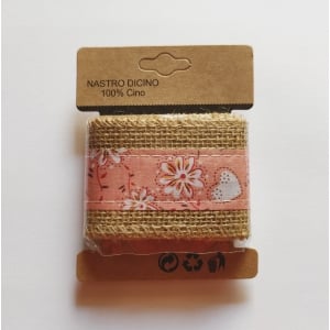 Printed Jute Ribbon - Peach florals (J5FC0060-10)