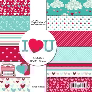 Papericious Designer Collection - I Love you (12 by 12 patterned paper)