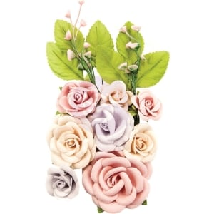 Prima Marketing Lavender Frost Mulberry Paper Flowers 10/Pkg