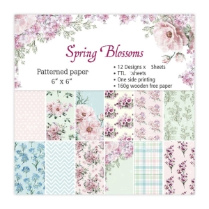 Spring Blossoms Scrapbook Paper (Pack of 24 sheets) - 6 by 6 inch