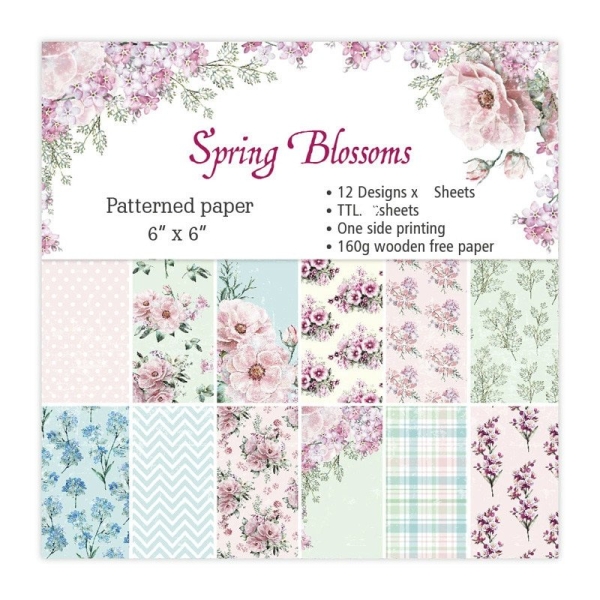 Spring Blossoms Scrapbook Paper (Pack of 24 sheets) - 6 by 6 inch