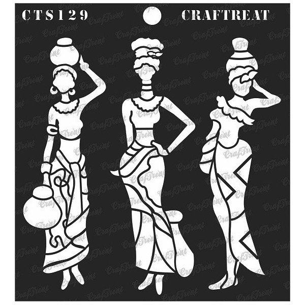 CrafTreat 6"x6" Stencil - Pose with Pot 2