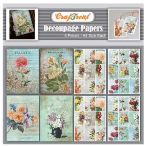 CrafTreat Decoupage Paper - Flower and Mini Florals (8 sheets)