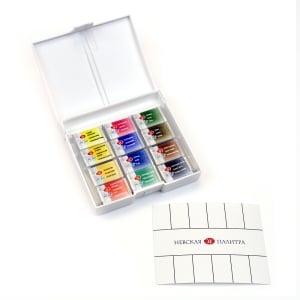 White Nights Artist watercolors Pans in plastic box (Set of 12)
