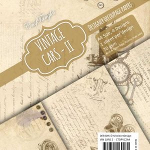 CrafTangles Decoupage Paper Pack - Vintage Cars 2 (A4) - 4 sheets