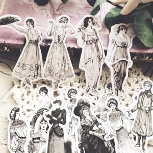 Vintage Girls Ephemera or Stickers (14 pcs)