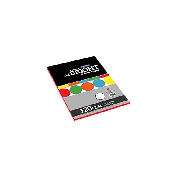 CAMPAP 1 side ruled bright 5 mixed colour paper pack A4( 4 sheets per colour) - Pack of 2