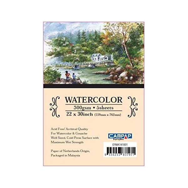 Campap 100% COTTON WATERCOLOUR PAPER PACK (22 by 30 inch)