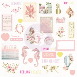 Prima Marketing Golden Coast Cardstock Ephemera 33/Pkg with foil details