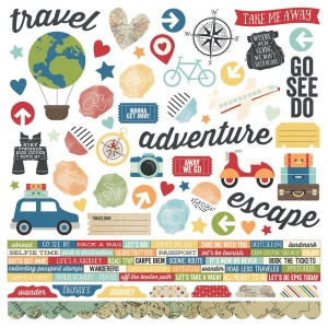 Simple Stories Sticker - Travel Notes 12"X12"
