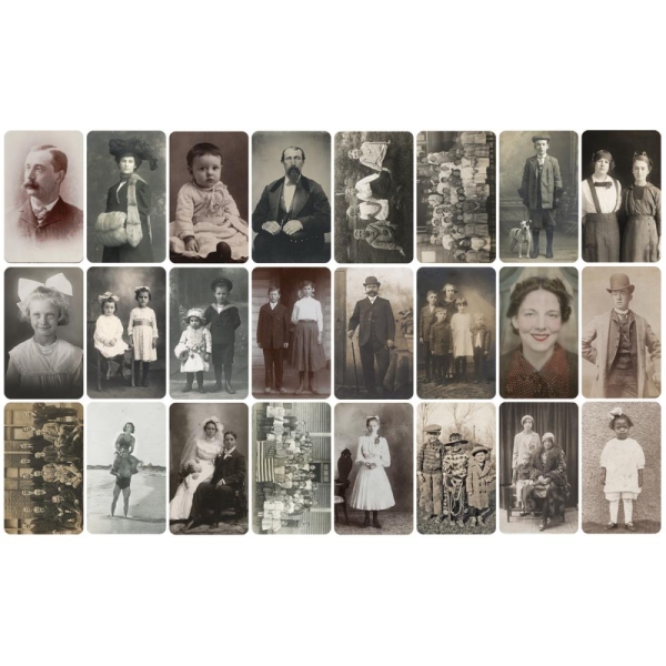 Tim Holtz Idealogy Found Relatives Cards 24/Pkg - Everyday Photos 3"X5"