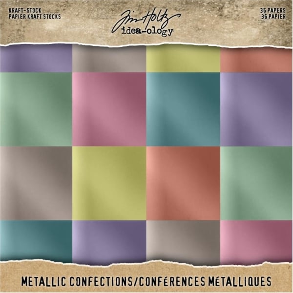 Tim Holtz Idealogy Paper Stash Kraft Metallic Paper Pad 8"X8" 36/Pkg - Confections