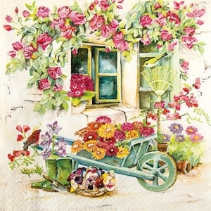 A pack of 12 by 12 inch German Decoupage Napkins ( 5 pcs ) - Backyard Garden