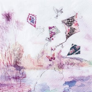 A pack of 12 by 12 inch German Decoupage Napkins ( 5 pcs ) - Abstract Kites