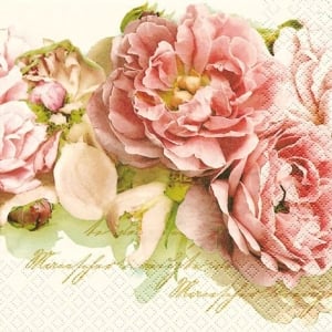 A pack of 12 by 12 inch German Decoupage Napkins ( 5 pcs ) - Mary Roses