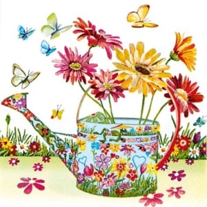 A pack of 12 by 12 inch German Decoupage Napkins ( 5 pcs ) - Flowery Can