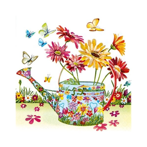 A pack of 12 by 12 inch German Decoupage Napkins ( 5 pcs ) - Flowery Can