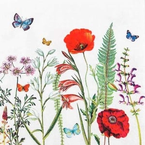 A pack of 12 by 12 inch German Decoupage Napkins ( 5 pcs ) - Meadown in Bloom