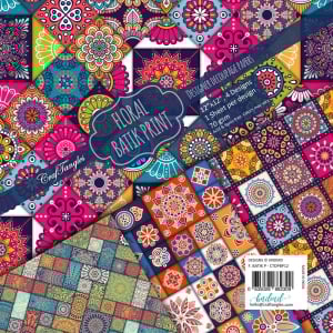 CrafTangles Decoupage Paper Pack - Floral Batik Print (12 by 12 inch) - 4 sheets