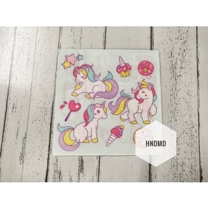 A pack of 12 by 12 inch Decoupage Napkins / Decoupage Tissues (5 pcs) - Colorful Unicorns