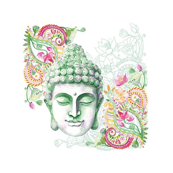 German Decoupage Napkins (5 pcs) - Small Buddha Head Green