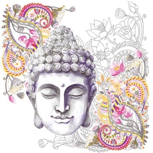 German Decoupage Napkins (5 pcs) - Small Buddha Head Blue