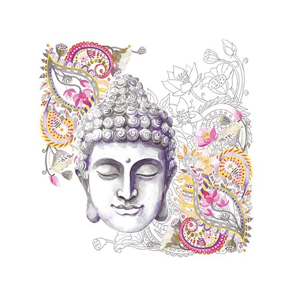 German Decoupage Napkins (5 pcs) - Small Buddha Head Blue
