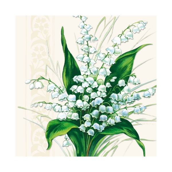 German Decoupage Napkins (5 pcs) - Sweet White Bells Flowers