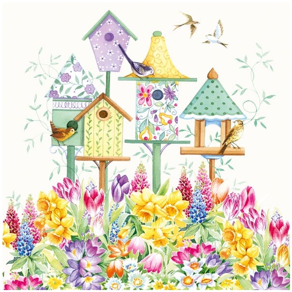 German Decoupage Napkins (5 pcs) - Bird Box