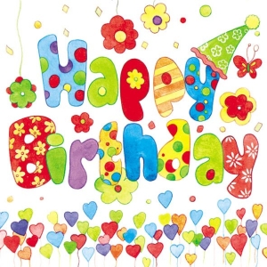 German Decoupage Napkins (5 pcs) - Happy Birthday