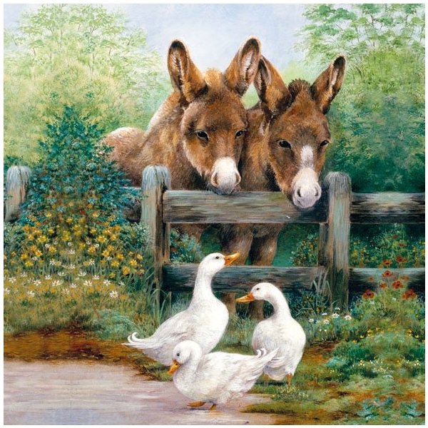 German Decoupage Napkins (5 pcs) - Meeting Friends