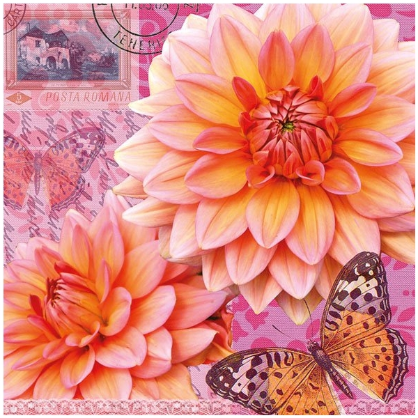 German Decoupage Napkins (5 pcs) - Summer Dahila Flowers