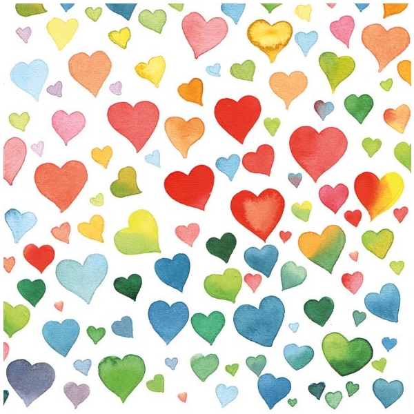 German Decoupage Napkins (5 pcs) - Colorful Hearts