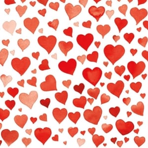 German Decoupage Napkins (5 pcs) - Red Hearts Background
